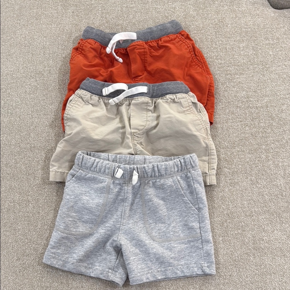 Toddler Carters Casual Shorts Set - Orange, Tan, and Gray